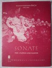 Noten: Wilhelm Friedemann BACH, Sonate für Flöten und Klavier. Zimmermann, ZM 10
