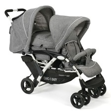 Chic 4 Baby Geschwisterwagen Duo + Tragetasche & Regenhaube grau-weiß Neu