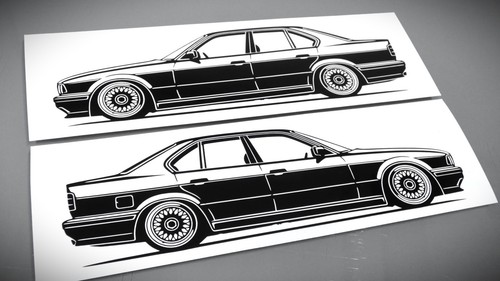 Bmw e34 sticker silhouette - bmw,