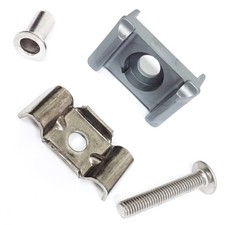 Zaun Pfosten Montagesatz Doppelstabzaun silber 9006 + Butterfly V2A 10 Stück