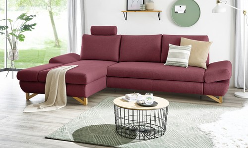 Ecksofa bordeaux velours sofa - velours,