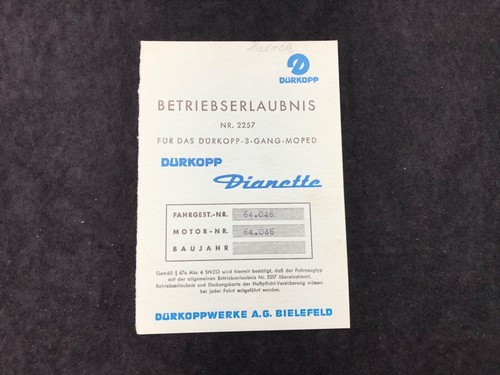 Betriebserlaubnis dürkopp typ - dürkopp,