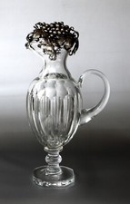 Kristall Karaffe, Schälschliff, 925er Silber Montierung, H. ~36,5cm,~Jugendstil