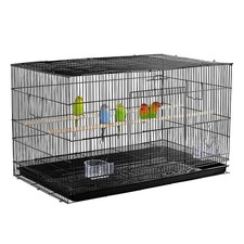 Defekt : Vogelkäfig Vogelvoliere mit Holzstangen Schmutzwanne76x45x46 cm PL8 sw