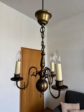 Kronleuchter 3-armig Messing, Verziert, Vintage Deckenlampe