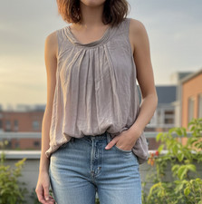 Damen Oberteil Grau/Braun –