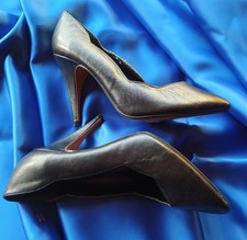 Vintage High Heels. Stilettos. Hoher Absatz. Echtes Leder. Sexy. Schwarz. Gr 38.