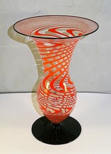 Alte Fadenglas Vase - Rot -