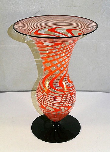 Alte fadenglas vase rot - rot,