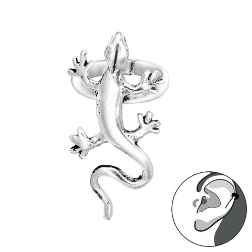 Ohrklemme echse gecko silber - gecko,