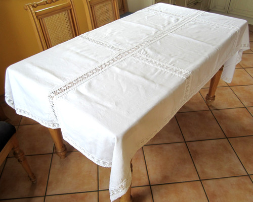 Tischdecke mit spitze weiß - mit,