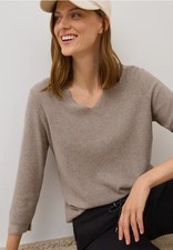 CECIL 303269 STRUC Pullover 3/4 Arm V-Ausschnitt angenehme Strickqualität braun