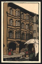 Steindruck-AK Brixen, Patrizierhaus, Marktstand 