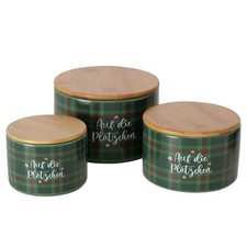 3tlg Set Gebäckdose Windsor Plätzchen rund Ø11-16cm Steingut-Box Weihnachten 