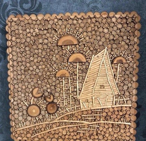 Original holz mosaik wandbild - original,