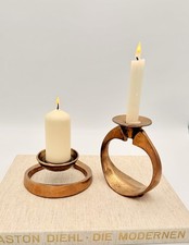 Vintage Harjes Design Kerzenhalter Bronze Minimalistische Skulpturale Leuchter