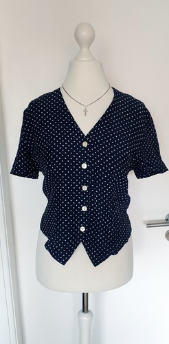 Bluse blau weiß punkte - bluse,