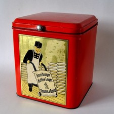 Große rote BLECHDOSE „Thams & Garfs“, 30er Jahre