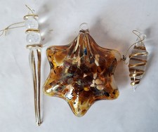 Weihnachts-Deko, 3 weihnachtliche Glas-Anhänger, Stern, Eiszapfen