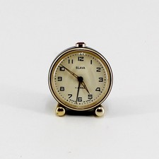 alter DDR Slava  Wecker 11 Jewels manuell Vintage Retro schwarz Ø 6,4 cm