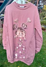 Mayoral Long Pullover, Sweat Kleid Gr. 122, altrosa, Motiv Mädchen ? m. Glitzer