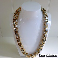 XXL BYZANTINER KÖNIGSKETTE 65CM / Φ14MM KETTE EDELSTAHL GOLD SILBER HALSKETTE 