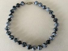 JASPISKETTE EDELSTEIN HALSKETTE GRAU  ELEFANTENHAUT AUS NACHLASS