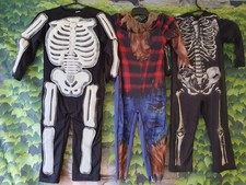 Halloween Kostüm Set für Jungs Gr. 98–104 – 2x Skelett & Wolf Overall