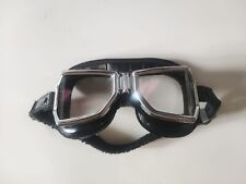 Climax Motorradbrille Oldtimer Maske, schwarz Leder