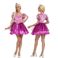 Cosplay Tangled Princess Rapunzel Rosa Kleid Krone Halloween Party Sexy Anzüge