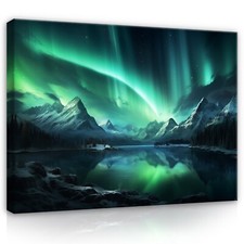 Leinwand Bilder Polarlicht Nacht Schlafzimmer groß Bild Leinwandbild Wandbilder