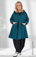 LAGENLOOK Boucle Jacke Mantel schwarz ❹Fb / XL-XXL-XXXL 44 46 48 50 52 54 56 58