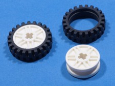 LEGO - 2 Reifen 23x7 mm schwarz mit Felge weiß 18x8 mm / 56903 61254 NEUWARE 