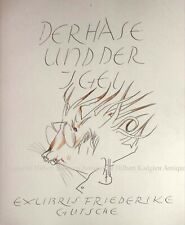 HORST JANSSEN Signierte Originalzeichnung in "Wettlauf Hase und Igel" 1973