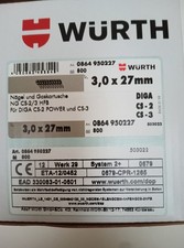 Würth Diga CS-2, CS-3 Nägel 3,0 X 27 mm, 800 Nägel und eine Gaskartusche