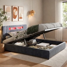 LED Boxspringbett 160x200cm Doppelbett Stauraumbett Bettgestell mit Bettkasten