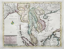 Myanmar Laos Thailand Cambodia Vietnam Malaysia Asia Asien Karte Tirion 1750