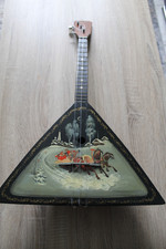Vintage Russian Balalaika 3 String Musical Instrument Folk Art Guitar
