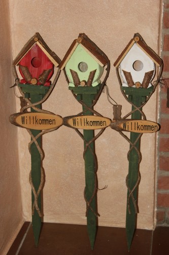 Gartenstecker aus holz mit - gartenstecker,