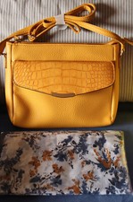 Handtasche, Gelb, Kunstleder, mit passendem Tuch -  neuwertig - unbenutzt