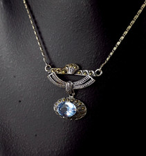 Kette Silber 925 blau Glas