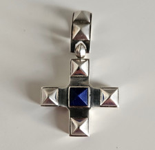 925 Silber Kreuz Anhänger mit Lapislazuli Elfers Design Hamburg Elfcraft