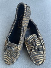 Tod´s Mokassin Ballerina Schwarz Gold Zebramuster Gr. 39 guter Zustand