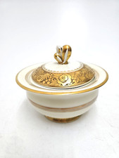Weimar Porzellan Bonbonniere/Zuckerdose m. Deckel Goldverzierungen,B15cm xH13cm