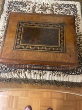 Biedermeier Schatulle, Kassette, mit Intarsien, mit Einsatz und Spiegel