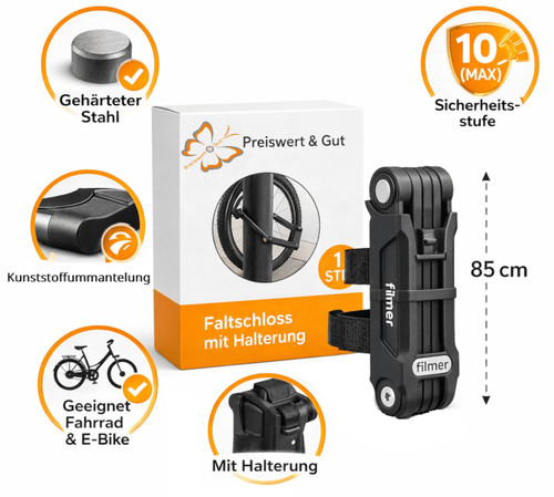 Faltschloss fahrrad größe - faltschloss,