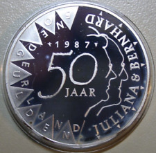 Niederlande 50 Gulden 1987 Silber KM#209 PP-Proof #F5583 "50.Hochzeitstag"