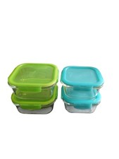 4 LocknLock Dosen aus Borosilikat Glas mit Klickverschluss, 11,5 + 13 cm 