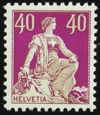 1908 Schweiz; 40 C Sitzende Helvetia, postfrisch/MNH, MiNr. 106 x