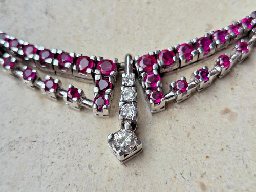 585 weißgold collier mit - 585,